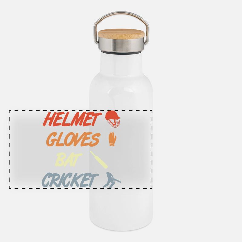 Cricket Spruch Panorama Thermosflasche mit Bambusdeckel