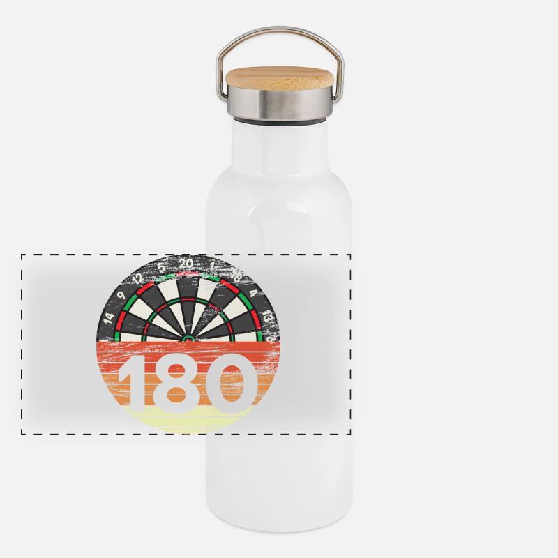 Vintage Dartboard Panoramic Thermal Bottle with Bamboo Lid