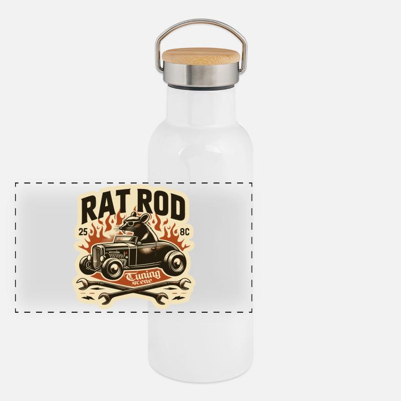 Ratsking Ratlook Shirt – Rustikaler Custom Style Panorama Thermosflasche mit Bambusdeckel