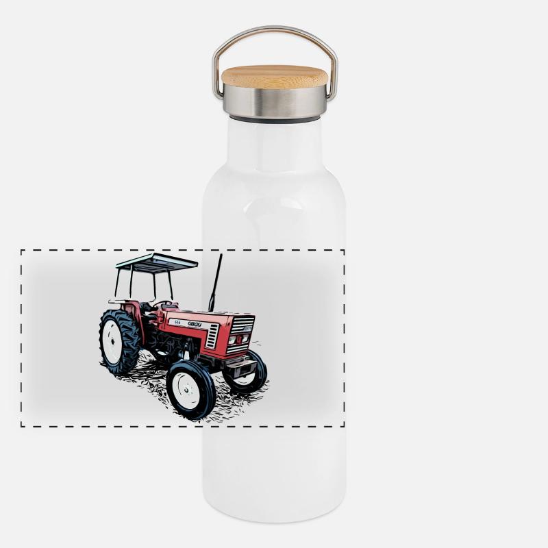 Traktor 666 Panorama Thermosflasche mit Bambusdeckel