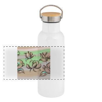 Creative Floral Patterns/Brown/Green/Pink2023/2024 - Panoramic Thermal Bottle with Bamboo Lid - white - Front