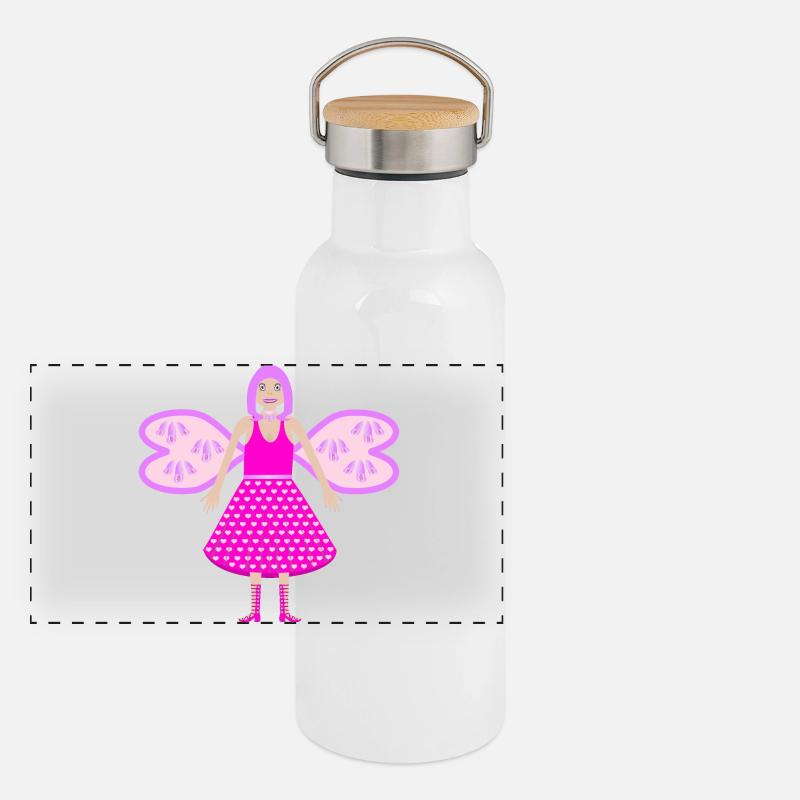 Fantasy Flower Fairy Foxglove Digitalia Panoramic Thermal Bottle with Bamboo Lid