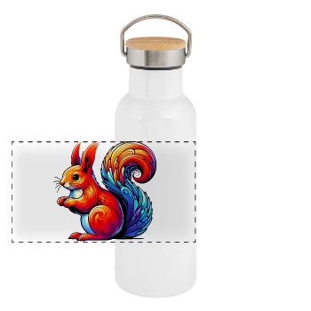 Eichhörnchen - Panorama Thermosflasche mit Bambusdeckel - Weiß - Vorne
