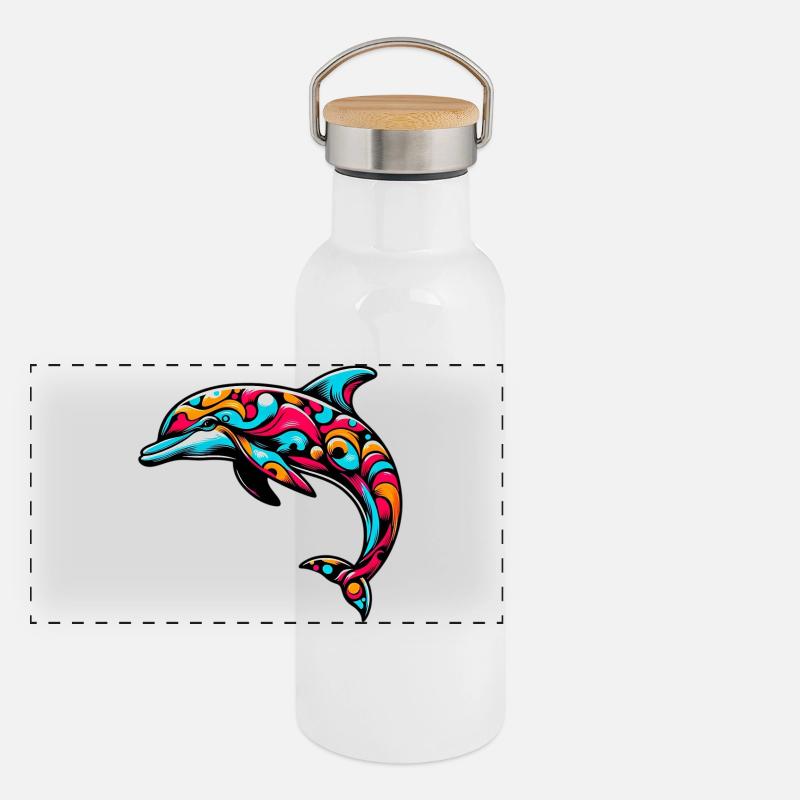 Dauphin Gourde isotherme avec bouchon en bambou