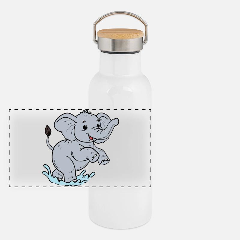 Éléphant Gourde isotherme avec bouchon en bambou