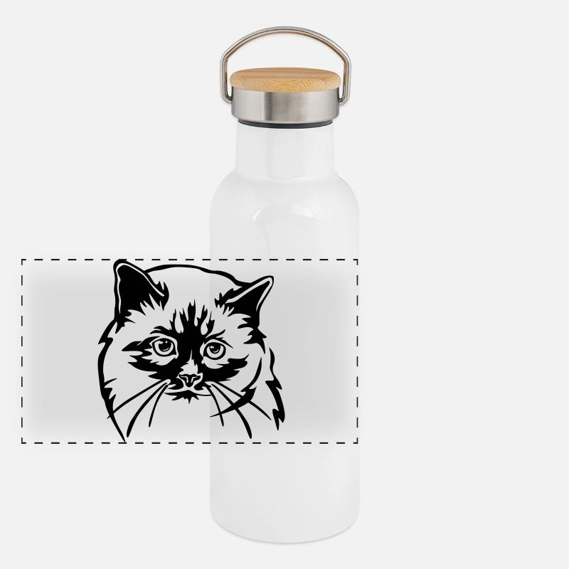 Chat birman Gourde isotherme avec bouchon en bambou