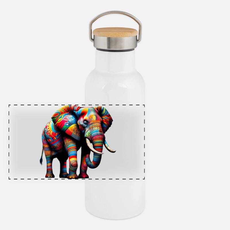 Éléphant Gourde isotherme avec bouchon en bambou