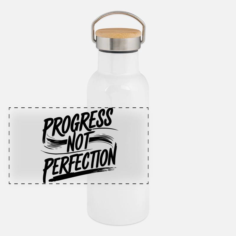 Progress Not Perfection Tee Panoramic Thermal Bottle with Bamboo Lid