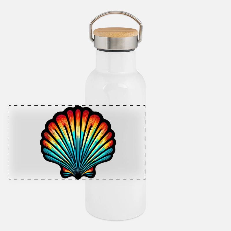 Muschel Panorama Thermosflasche mit Bambusdeckel