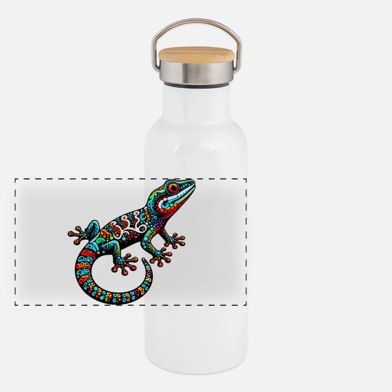Gecko Gourde isotherme avec bouchon en bambou