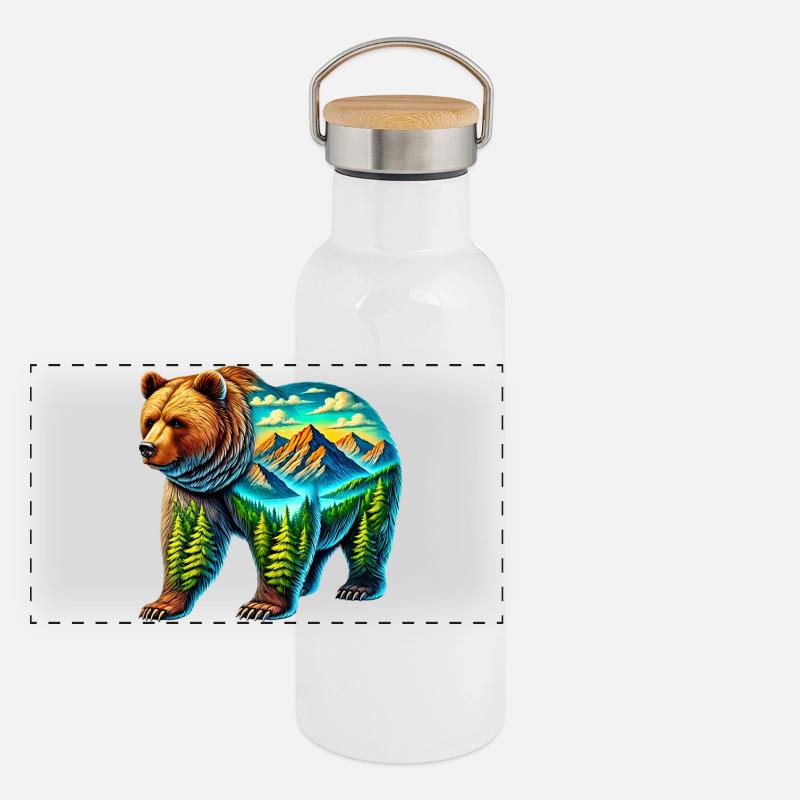 Bear Panoramic Thermal Bottle with Bamboo Lid