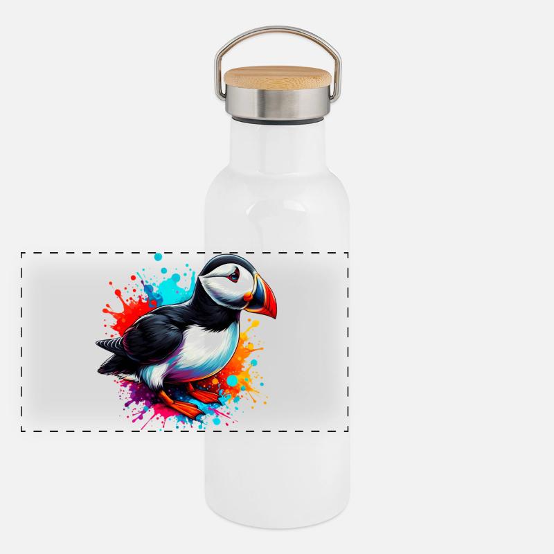 Macareux Gourde isotherme avec bouchon en bambou