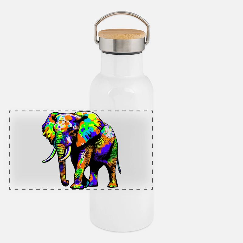 Éléphant Gourde isotherme avec bouchon en bambou