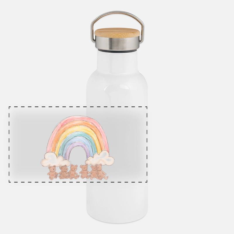 Ours arc-en-ciel Gourde isotherme avec bouchon en bambou