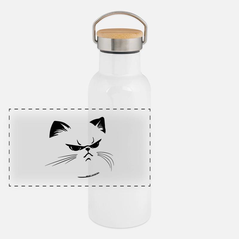 Mürrisch oder nicht? Panorama Thermosflasche mit Bambusdeckel