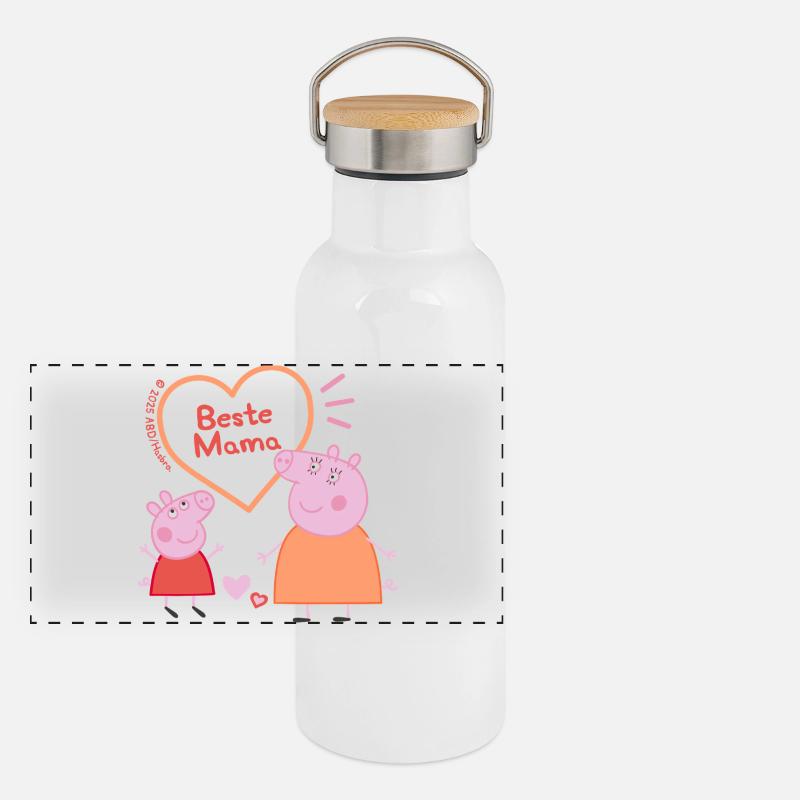 Peppa Pig Design Beste Mama Mit Peppa & Mama Wutz Panorama Thermosflasche mit Bambusdeckel