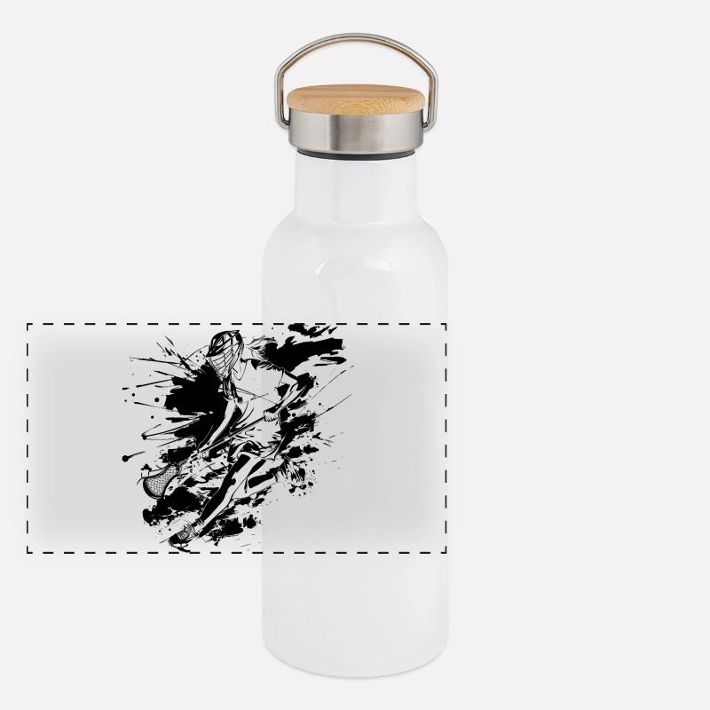 Lacrosse player graffiti Panoramic Thermal Bottle with Bamboo Lid