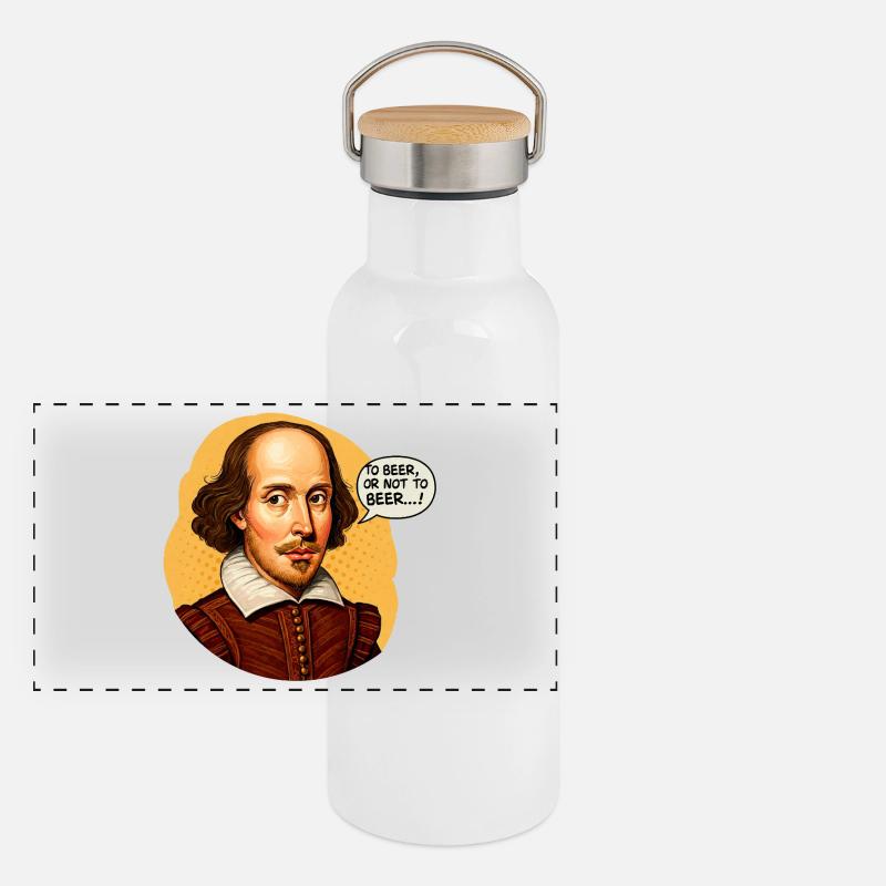 Shakespeare "Zu Bier oder nicht zu Bier" Lustig beleuchtet Panorama Thermosflasche mit Bambusdeckel