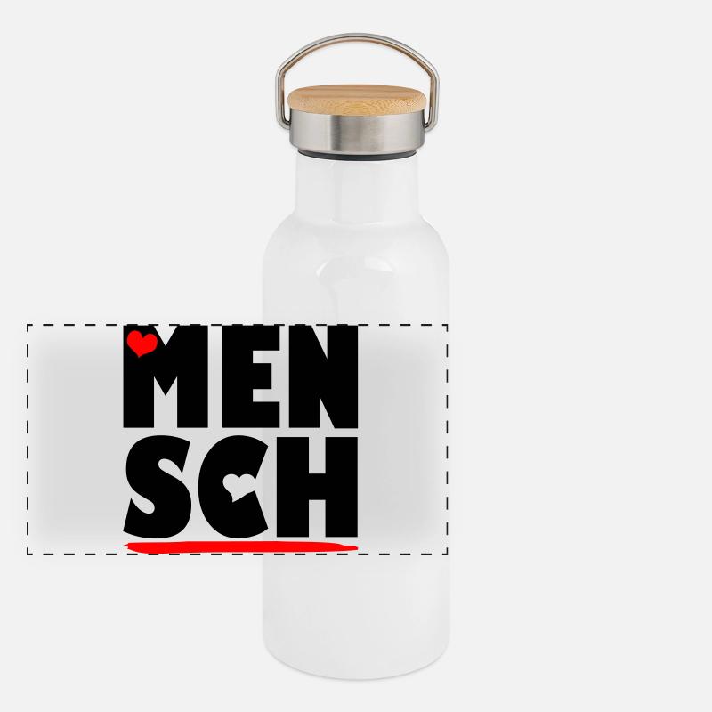 MENSCHLICHKEIT Panorama Thermosflasche mit Bambusdeckel