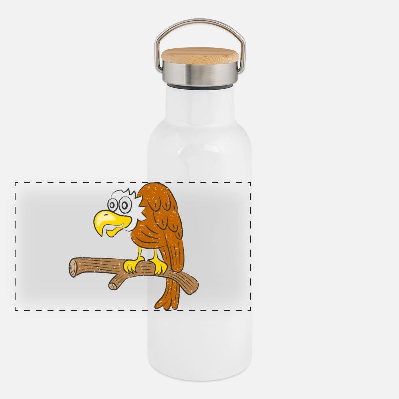 Geier Vogel Panorama Thermosflasche mit Bambusdeckel