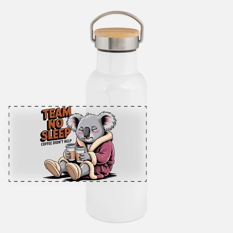 Équipe No Sleep Koala Gourde isotherme avec bouchon en bambou