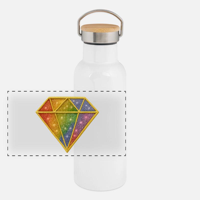 Rainbow diamond with stardust design Panoramic Thermal Bottle with Bamboo Lid