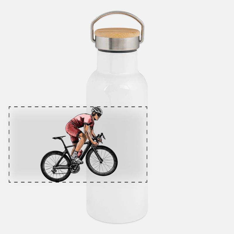 Cycliste dynamique en compétition Gourde isotherme avec bouchon en bambou