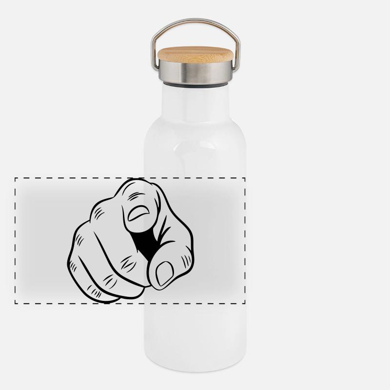 Illustration de main pointée Gourde isotherme avec bouchon en bambou