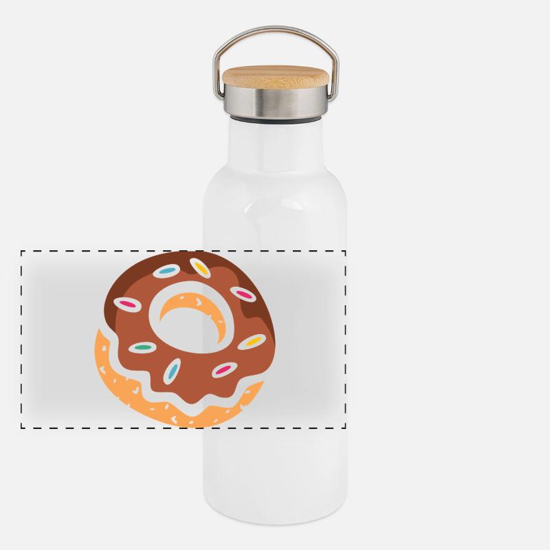 Bunter Donut mit Schokoglasur Panorama Thermosflasche mit Bambusdeckel
