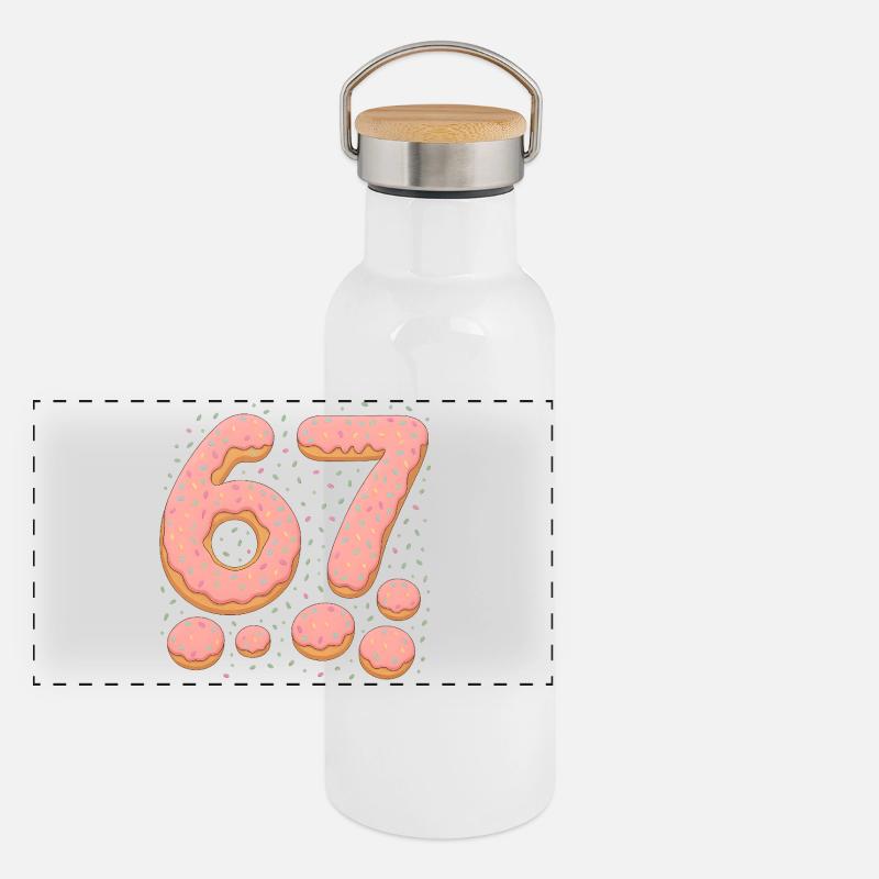 Sweet 67 Donut Typography Celebration Panoramic Thermal Bottle with Bamboo Lid