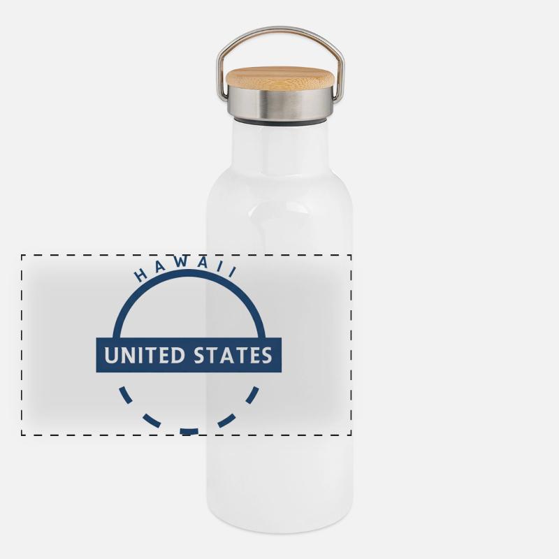Hawaii USA Emblem Panorama Thermosflasche mit Bambusdeckel
