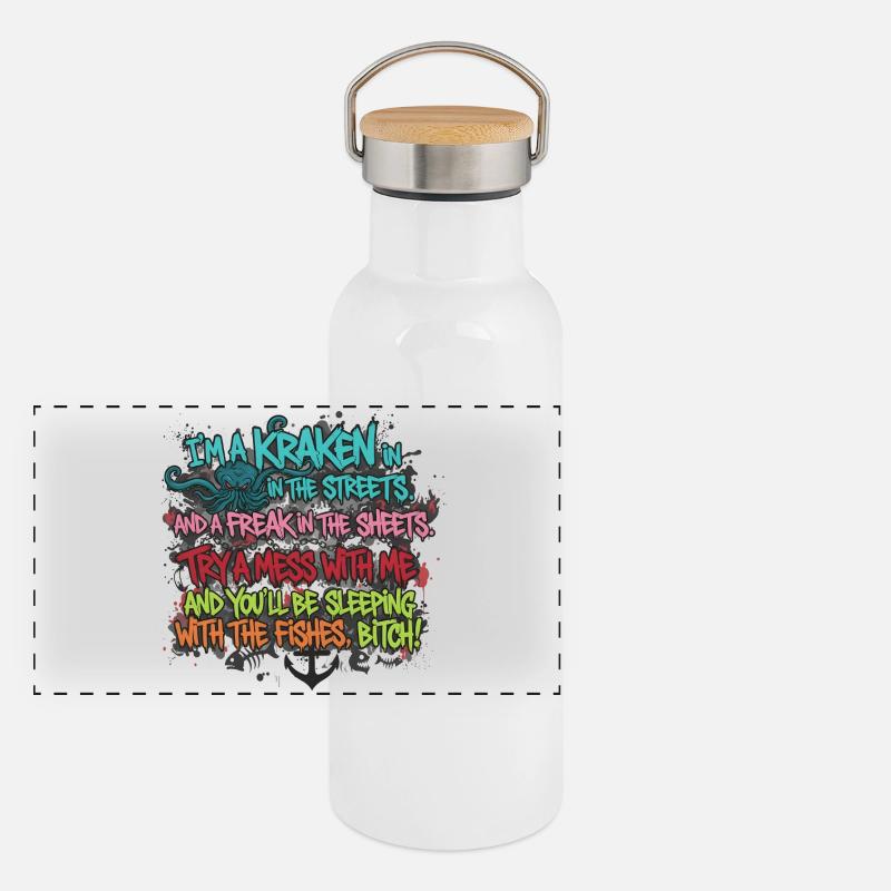 GRAFFITI DE RUE KRAKEN DISANT Gourde isotherme avec bouchon en bambou