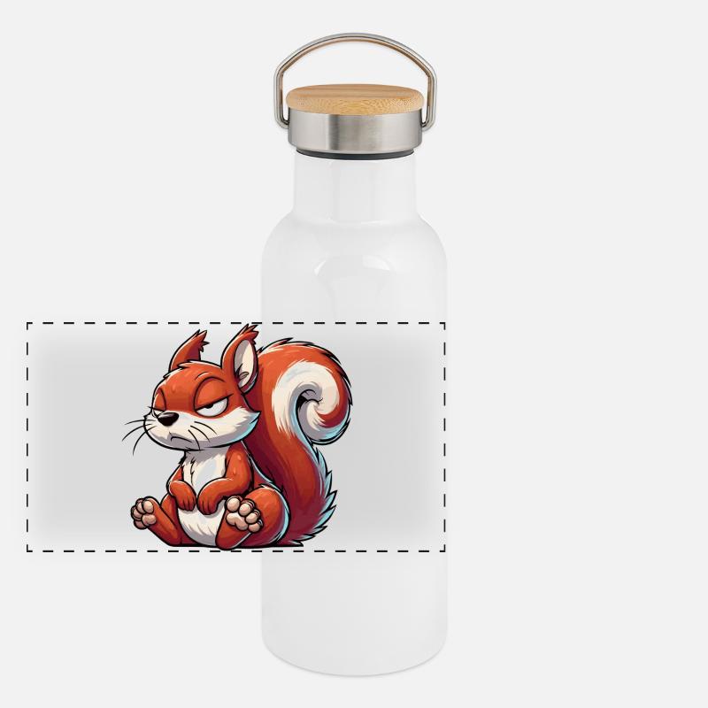 Squirrel Squirrel Squirrel Lover Rodent - Panoramic Thermal Bottle with Bamboo Lid - white
