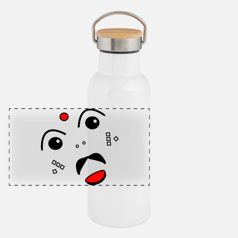 Face stilisiert Panorama Thermosflasche mit Bambusdeckel