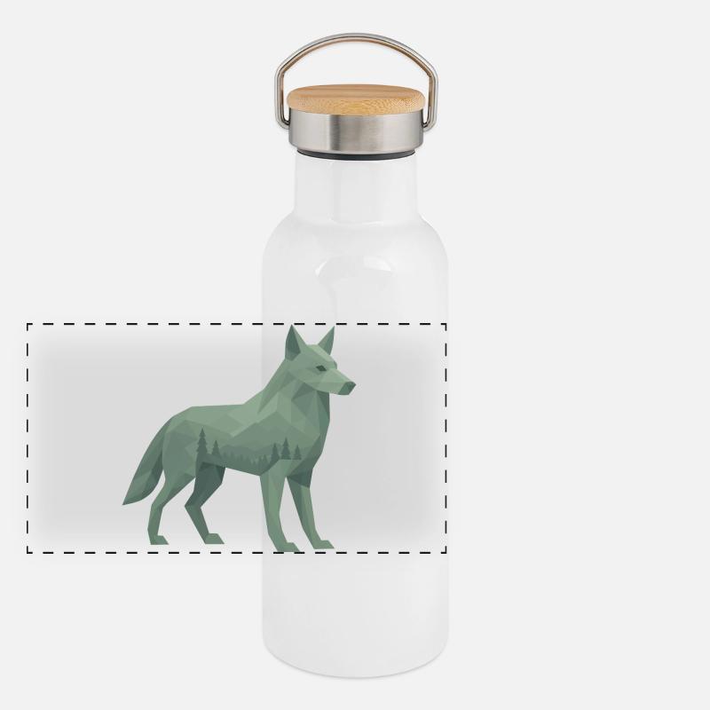 Geometric Wolf Panoramic Thermal Bottle with Bamboo Lid