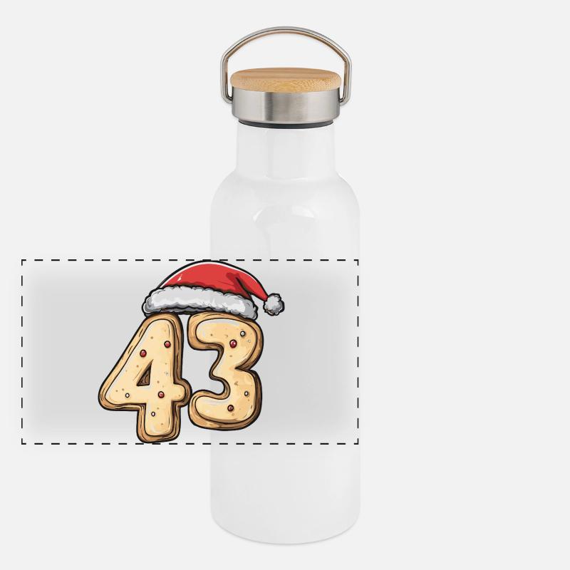 43 Number Cookie Christmas - Panoramic Thermal Bottle with Bamboo Lid - white