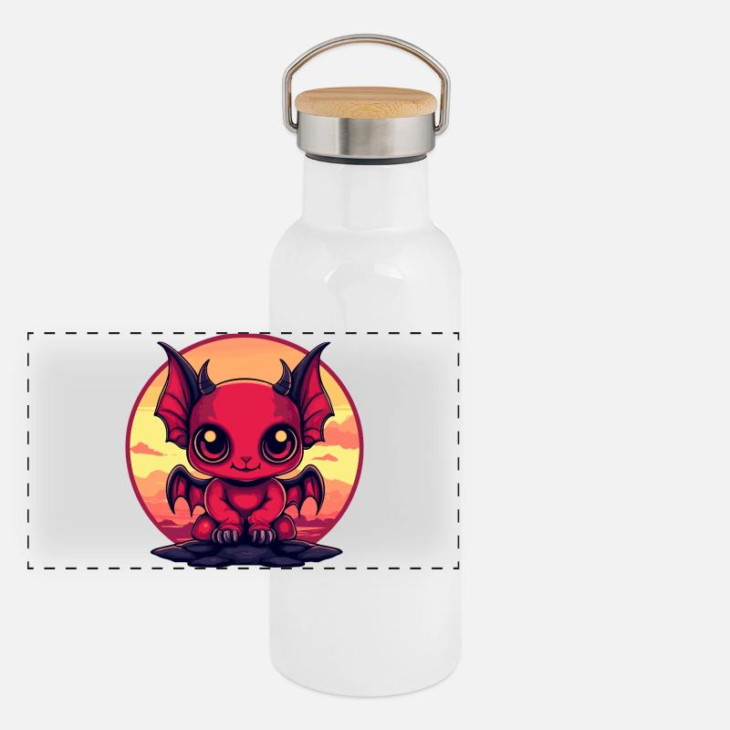 Lutin Démon Rouge le soir Gourde isotherme avec bouchon en bambou