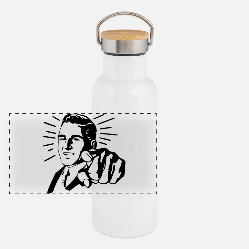 Pointing Man Panoramic Thermal Bottle with Bamboo Lid