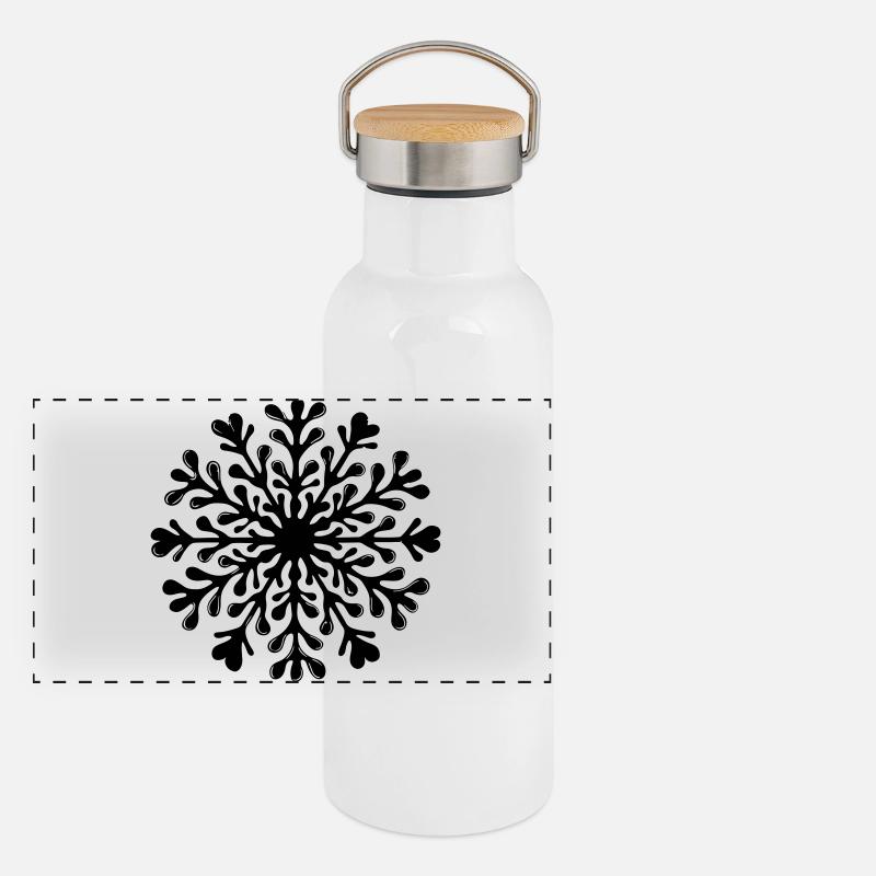 Snowflake Winter Icon Panoramic Thermal Bottle with Bamboo Lid