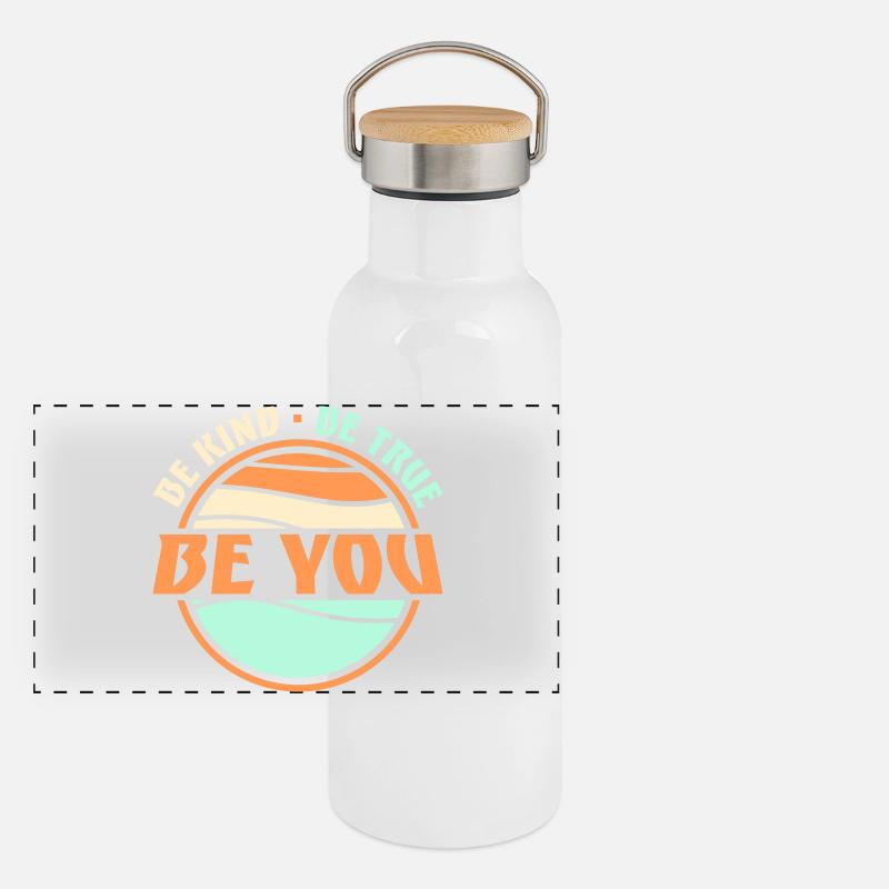 Be Kind Be True Be You Inspirational Self-Love Panoramic Thermal Bottle with Bamboo Lid