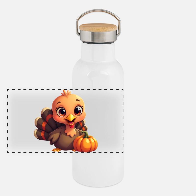 Bébé dinde de Thanksgiving Gourde isotherme avec bouchon en bambou