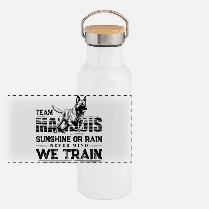 Belgisches Malinois-Hundetrainingsdesign Panorama Thermosflasche mit Bambusdeckel