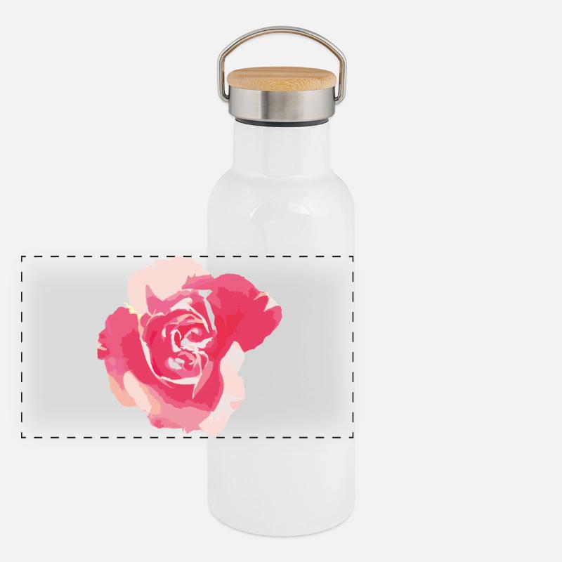 Rose Panorama Thermosflasche mit Bambusdeckel