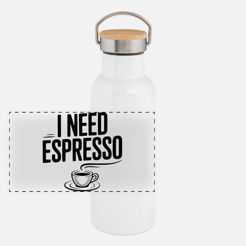 Ich brauche Espresso Panorama Thermosflasche mit Bambusdeckel