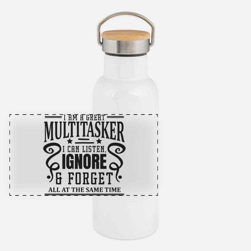 Multitasker: listen, ignore &amp; forget Panoramic Thermal Bottle with Bamboo Lid