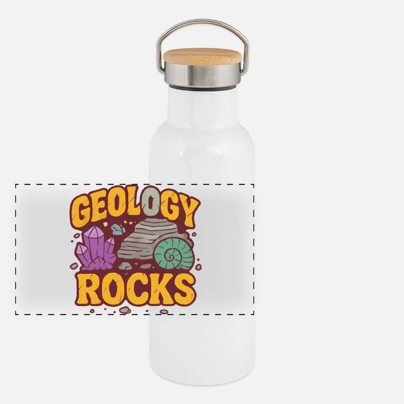 Tee graphique rétro des roches géologiques Gourde isotherme avec bouchon en bambou