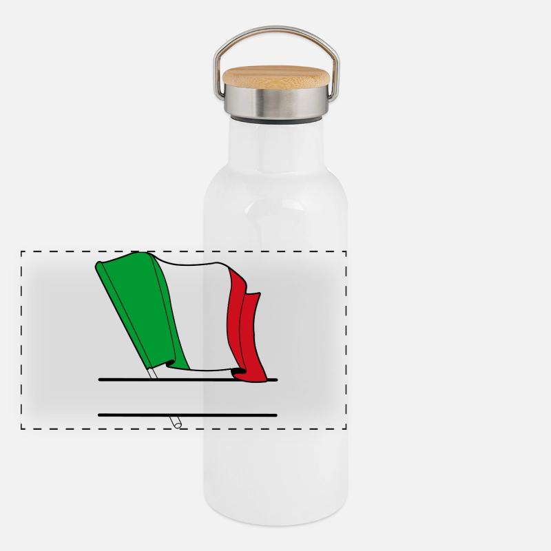 Italy Flag – Name Space Panoramic Thermal Bottle with Bamboo Lid