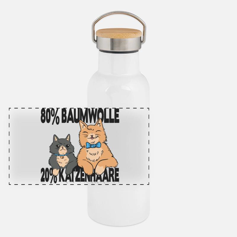 Katze Katzenhalter Katzen Spruch Geschenk  Panorama Thermosflasche mit Bambusdeckel