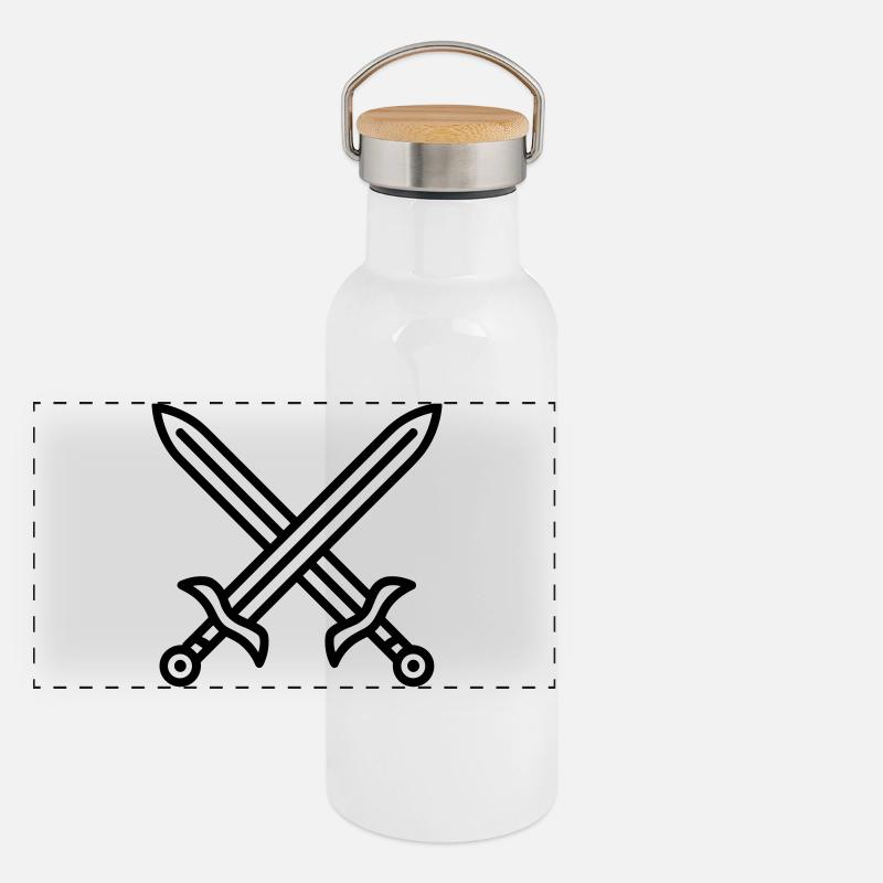 Schwertkampf Panorama Thermosflasche mit Bambusdeckel