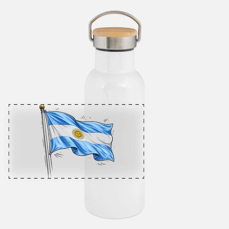 Drapeau de l’Argentine Gourde isotherme avec bouchon en bambou